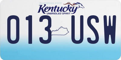 KY license plate 013USW