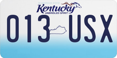 KY license plate 013USX
