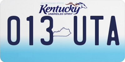 KY license plate 013UTA
