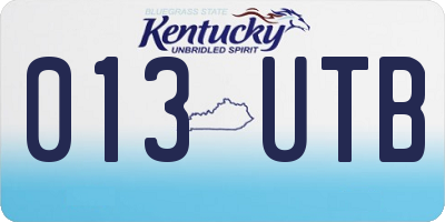 KY license plate 013UTB