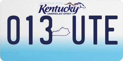 KY license plate 013UTE