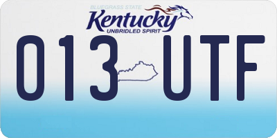 KY license plate 013UTF