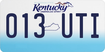 KY license plate 013UTI