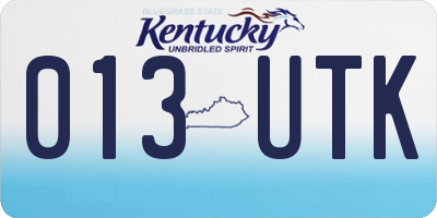 KY license plate 013UTK