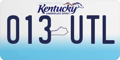KY license plate 013UTL