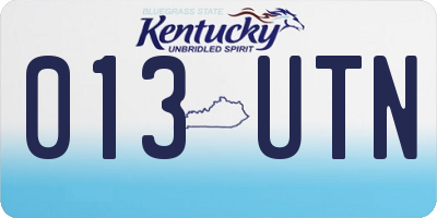 KY license plate 013UTN