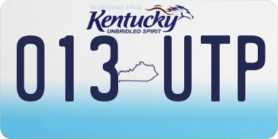 KY license plate 013UTP