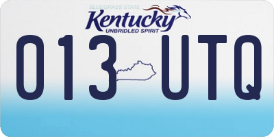 KY license plate 013UTQ