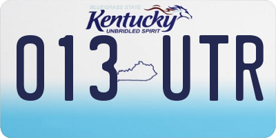 KY license plate 013UTR