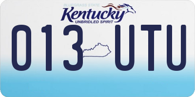 KY license plate 013UTU