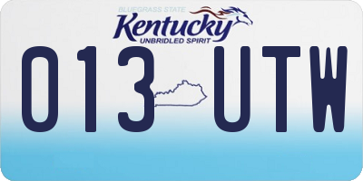 KY license plate 013UTW