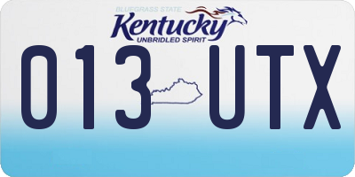 KY license plate 013UTX