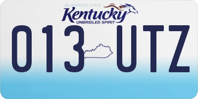 KY license plate 013UTZ