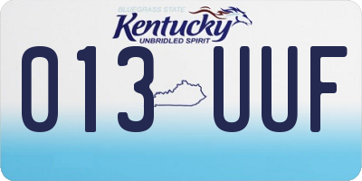 KY license plate 013UUF