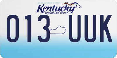 KY license plate 013UUK