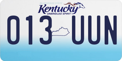 KY license plate 013UUN