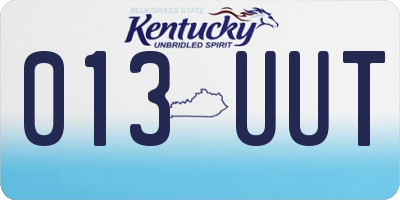 KY license plate 013UUT