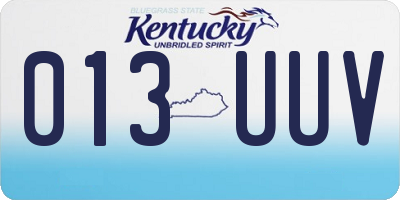 KY license plate 013UUV