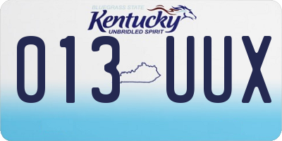 KY license plate 013UUX