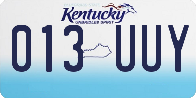 KY license plate 013UUY