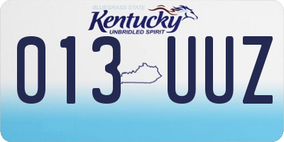 KY license plate 013UUZ