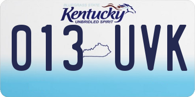 KY license plate 013UVK