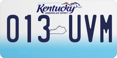 KY license plate 013UVM