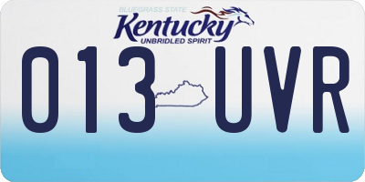 KY license plate 013UVR