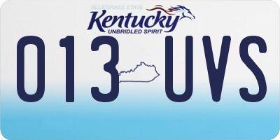 KY license plate 013UVS