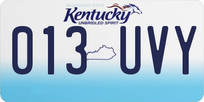 KY license plate 013UVY