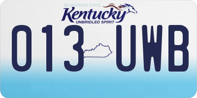 KY license plate 013UWB