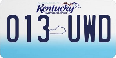KY license plate 013UWD