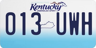 KY license plate 013UWH