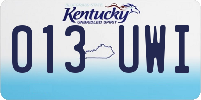 KY license plate 013UWI