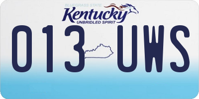 KY license plate 013UWS