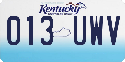 KY license plate 013UWV