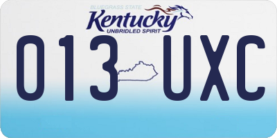 KY license plate 013UXC