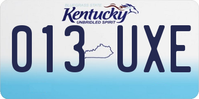 KY license plate 013UXE