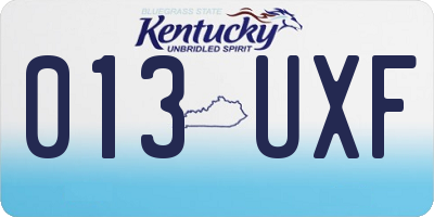 KY license plate 013UXF