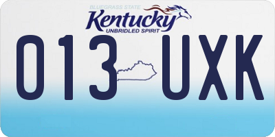 KY license plate 013UXK