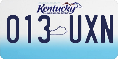 KY license plate 013UXN
