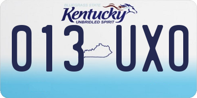 KY license plate 013UXO