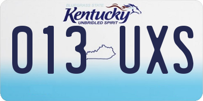 KY license plate 013UXS