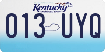 KY license plate 013UYQ