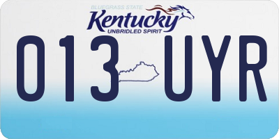KY license plate 013UYR