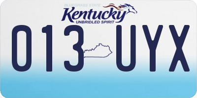 KY license plate 013UYX