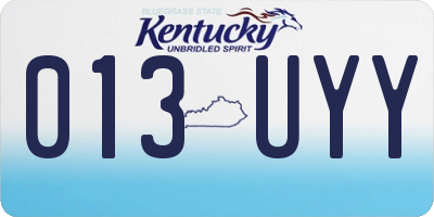 KY license plate 013UYY
