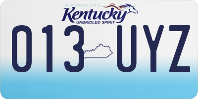 KY license plate 013UYZ