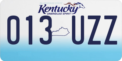 KY license plate 013UZZ