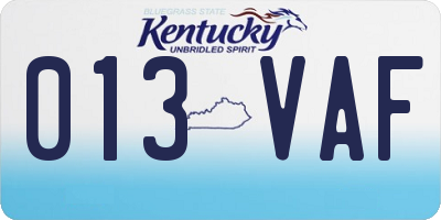 KY license plate 013VAF